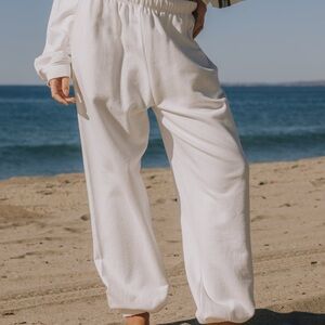 DAILY DRILLS Women's embroidered raw white joggers with XOXO Detail!